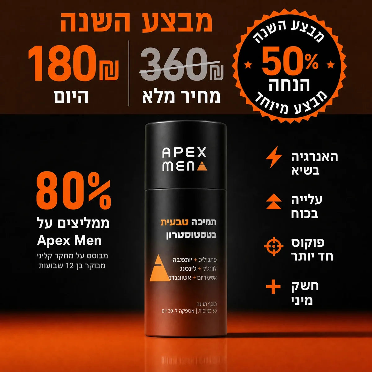 APEX MEN — 180₪ במקום 360₪, 50% הנחה